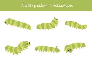 Caterpillar collection. Cute cartoon caterpillar. Vector illustration