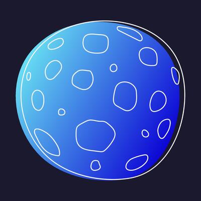 Purple and Blue Saturn Icon on Black Background