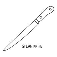 Black and White Drawing of a Steak Knife vector