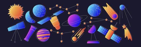 Diverse Group of Space Objects vector