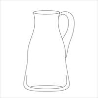 Hand-drawn vector illustration of coffee pot. With black circuit without fill on white background