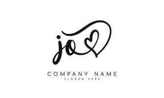 Handwriting letter JO logo design. JO logo design vector template. Pro vector