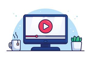 Cartoon Streaming Online Video on Computer vector