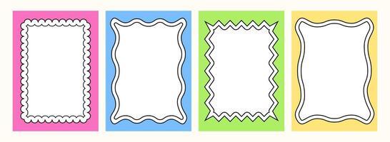 Group of empty hand drawn frames for text and pictures, collages, arts. Graphic design backgrounds. Vector illustration.