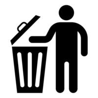 Do Not litter icon, man throws trash into trash can vector