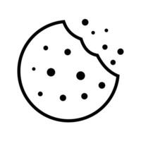 Icon bitten off cookie with crumbs, delicious chocolate cookie vector