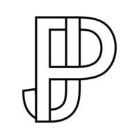 Logo sign pj jp icon double letters logotype p j vector