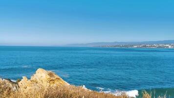 Beautiful rocks cliffs view waves at beach coast panorama Mexico. video