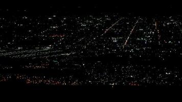 Flight take off landing airplane over city night Cancun Mexico. video