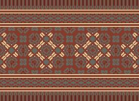 Geometric patterns of modern stylish texture. Borders in the form of a pixel ornament for embroidery, ceramic tiles and textile interior design elements. Seamless illustration vector