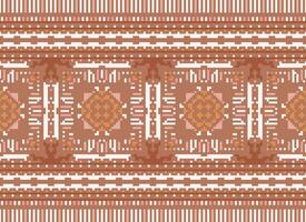 Cross Stitch Border. Embroidery Cross Stitch. Ethnic Patterns. Geometric Ethnic Indian pattern. Native Ethnic pattern.Texture Textile Fabric Clothing Knitwear print. Pixel Horizontal Seamless Vector. vector