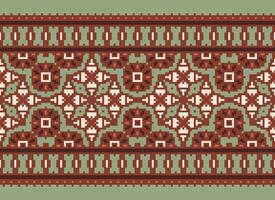 Geometric patterns of modern stylish texture. Borders in the form of a pixel ornament for embroidery, ceramic tiles and textile interior design elements. Seamless illustration vector
