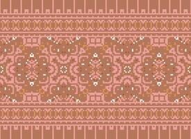 Cross Stitch Border. Embroidery Cross Stitch. Ethnic Patterns. Geometric Ethnic Indian pattern. Native Ethnic pattern.Texture Textile Fabric Clothing Knitwear print. Pixel Horizontal Seamless Vector. vector