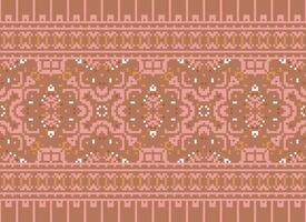 Cross Stitch Border. Embroidery Cross Stitch. Ethnic Patterns. Geometric Ethnic Indian pattern. Native Ethnic pattern.Texture Textile Fabric Clothing Knitwear print. Pixel Horizontal Seamless Vector. vector