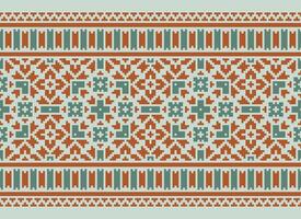 Pixel Ethnic pattern vector background. seamless pattern traditional, Design for background, wallpaper, Batik, fabric, carpet, clothing, wrapping, and textile.ethnic pattern Vector illustration.