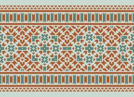 Pixel Ethnic pattern vector background. seamless pattern traditional, Design for background, wallpaper, Batik, fabric, carpet, clothing, wrapping, and textile.ethnic pattern Vector illustration.