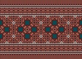 Pixel Ethnic pattern vector background. seamless pattern traditional, Design for background, wallpaper, Batik, fabric, carpet, clothing, wrapping, and textile.ethnic pattern Vector illustration.