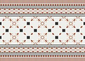 Cross Stitch pattern with Floral Designs. Traditional cross stitch needlework. Geometric Ethnic pattern, Embroidery, Textile ornamentation, fabric, Hand stitched pattern, Cultural stitching pixel art. vector