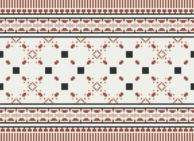 Cross Stitch pattern with Floral Designs. Traditional cross stitch needlework. Geometric Ethnic pattern, Embroidery, Textile ornamentation, fabric, Hand stitched pattern, Cultural stitching pixel art. vector