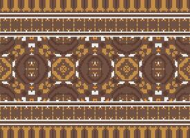 Cross Stitch pattern with Floral Designs. Traditional cross stitch needlework. Geometric Ethnic pattern, Embroidery, Textile ornamentation, fabric, Hand stitched pattern, Cultural stitching pixel art. vector