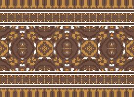 Cross Stitch pattern with Floral Designs. Traditional cross stitch needlework. Geometric Ethnic pattern, Embroidery, Textile ornamentation, fabric, Hand stitched pattern, Cultural stitching pixel art. vector