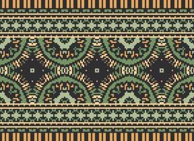 Ethnic geometric fabric pattern Cross Stitch.Ikat embroidery Ethnic oriental Pixel pattern blue background. Abstract,vector,illustration. Texture,clothing,frame,decoration,motifs,silk wallpaper. vector