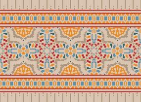 Pixel Ethnic pattern vector background. seamless pattern traditional, Design for background, wallpaper, Batik, fabric, carpet, clothing, wrapping, and textile.ethnic pattern Vector illustration.