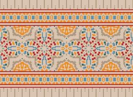 Pixel Ethnic pattern vector background. seamless pattern traditional, Design for background, wallpaper, Batik, fabric, carpet, clothing, wrapping, and textile.ethnic pattern Vector illustration.