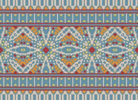Pixel Ethnic pattern vector background. seamless pattern traditional, Design for background, wallpaper, Batik, fabric, carpet, clothing, wrapping, and textile.ethnic pattern Vector illustration.