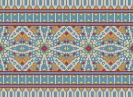 Pixel Ethnic pattern vector background. seamless pattern traditional, Design for background, wallpaper, Batik, fabric, carpet, clothing, wrapping, and textile.ethnic pattern Vector illustration.