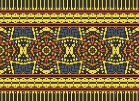 Pixel Ethnic pattern vector background. seamless pattern traditional, Design for background, wallpaper, Batik, fabric, carpet, clothing, wrapping, and textile.ethnic pattern Vector illustration.