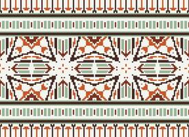 Pixel Ethnic pattern vector background. seamless pattern traditional, Design for background, wallpaper, Batik, fabric, carpet, clothing, wrapping, and textile.ethnic pattern Vector illustration.