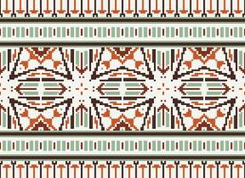 Pixel Ethnic pattern vector background. seamless pattern traditional, Design for background, wallpaper, Batik, fabric, carpet, clothing, wrapping, and textile.ethnic pattern Vector illustration.