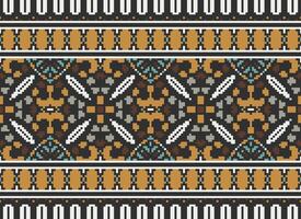 Pixel Embroidery ethnic pattern, Vector Geometric ornate background, Cross stitch retro zigzag style, pattern knitting continuous, Design for textile, fabric, ceramic, digital print