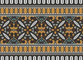 Pixel Embroidery ethnic pattern, Vector Geometric ornate background, Cross stitch retro zigzag style, pattern knitting continuous, Design for textile, fabric, ceramic, digital print