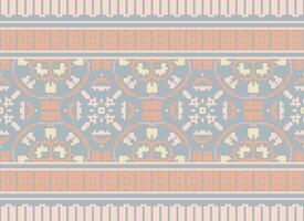 Pixel Ethnic pattern vector background. seamless pattern traditional, Design for background, wallpaper, Batik, fabric, carpet, clothing, wrapping, and textile.ethnic pattern Vector illustration.