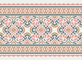 Pixel Ethnic pattern vector background. seamless pattern traditional, Design for background, wallpaper, Batik, fabric, carpet, clothing, wrapping, and textile.ethnic pattern Vector illustration.
