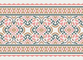 Pixel Ethnic pattern vector background. seamless pattern traditional, Design for background, wallpaper, Batik, fabric, carpet, clothing, wrapping, and textile.ethnic pattern Vector illustration.