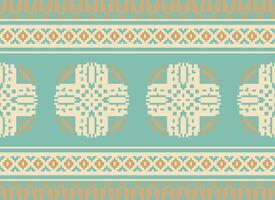 Pixel Ethnic pattern vector background. seamless pattern traditional, Design for background, wallpaper, Batik, fabric, carpet, clothing, wrapping, and textile.ethnic pattern Vector illustration.