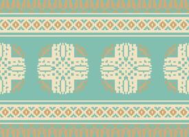 Pixel Ethnic pattern vector background. seamless pattern traditional, Design for background, wallpaper, Batik, fabric, carpet, clothing, wrapping, and textile.ethnic pattern Vector illustration.