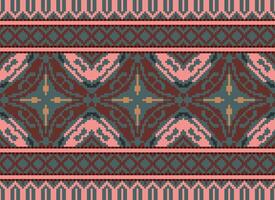 Pixel Ethnic pattern vector background. seamless pattern traditional, Design for background, wallpaper, Batik, fabric, carpet, clothing, wrapping, and textile.ethnic pattern Vector illustration.