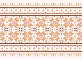 A Floral pixel art pattern on grey background.geometric ethnic oriental embroidery vector illustration. pixel style, abstract background, cross stitch.design for texture, fabric, cloth, scarf, print