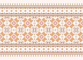 A Floral pixel art pattern on grey background.geometric ethnic oriental embroidery vector illustration. pixel style, abstract background, cross stitch.design for texture, fabric, cloth, scarf, print