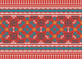 Geometric patterns of modern stylish texture. Borders in the form of a pixel ornament for embroidery, ceramic tiles and textile interior design elements. Seamless illustration vector