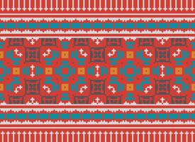 Geometric patterns of modern stylish texture. Borders in the form of a pixel ornament for embroidery, ceramic tiles and textile interior design elements. Seamless illustration vector