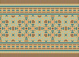 Pixel Ethnic pattern vector background. seamless pattern traditional, Design for background, wallpaper, Batik, fabric, carpet, clothing, wrapping, and textile.ethnic pattern Vector illustration.