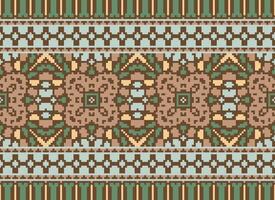 Cross Stitch pattern with Floral Designs. Traditional cross stitch needlework. Geometric Ethnic pattern, Embroidery, Textile ornamentation, fabric, Hand stitched pattern, Cultural stitching pixel art. vector
