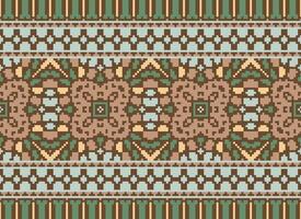 Cross Stitch pattern with Floral Designs. Traditional cross stitch needlework. Geometric Ethnic pattern, Embroidery, Textile ornamentation, fabric, Hand stitched pattern, Cultural stitching pixel art. vector