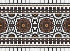 Cross Stitch pattern with Floral Designs. Traditional cross stitch needlework. Geometric Ethnic pattern, Embroidery, Textile ornamentation, fabric, Hand stitched pattern, Cultural stitching pixel art. vector