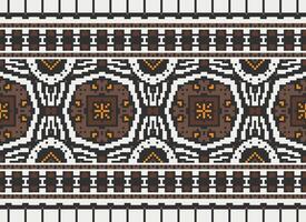 Cross Stitch pattern with Floral Designs. Traditional cross stitch needlework. Geometric Ethnic pattern, Embroidery, Textile ornamentation, fabric, Hand stitched pattern, Cultural stitching pixel art. vector